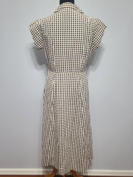 Brown Tan Checkered Dress <br> (B-38" W-30" H-41")
