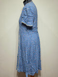 Blue Cold Rayon Flower Print Dress <br> (B-42" W-40" H-45")