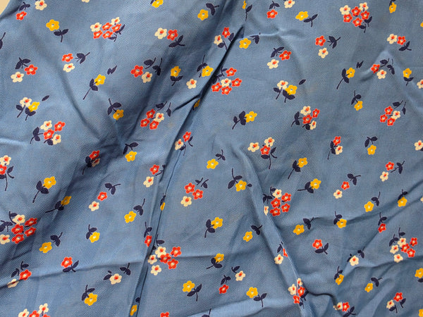 Blue Cold Rayon Flower Print Dress <br> (B-42" W-40" H-45")