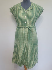 Green Plaid Print Dress <br> (B-43" W-38" H-45")