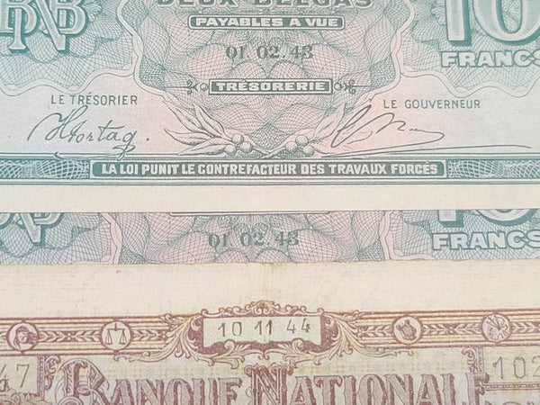 GI Souvenir Belgian Francs Notes "Memories of Belgium Dec. 1944"