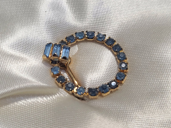 Blue Rhinestone Necklace and Screwback Earrings Set