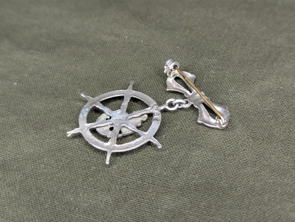US Navy Ship's Wheel Sweetheart Pin