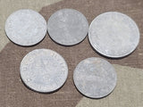 Lot of Five Wartime Reichspfennig Coins (1, 5, and 10 Rpf)