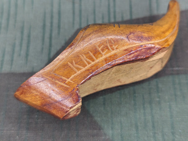 Andenken Belgien Krieg 1914-16 Tiny Wood Shoes Trench Art