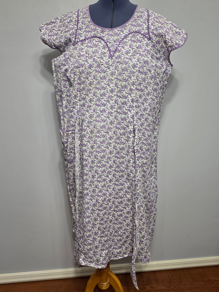 Purple Flower Print Dress <br> (50" Bust)
