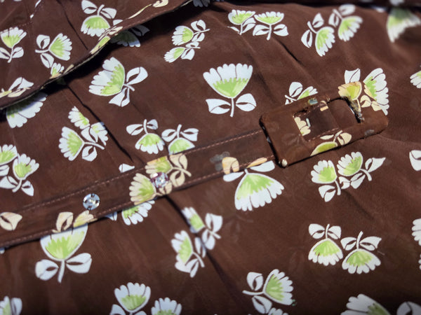 Brown Peplum Dress <br> (B-43" W-34" H-39")