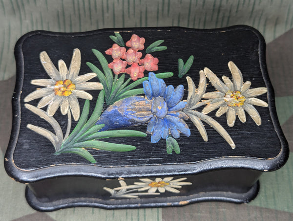 Wood Edelweiss Hand Painted Jewelry Box