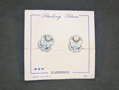 Army Eagle Screw Back Earrings on Card