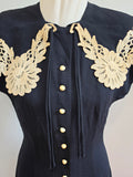 Black Dress with White Lace and Buttons <br> (B-36" W-29" H-35")
