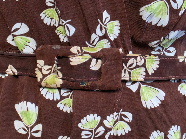 Brown Peplum Dress <br> (B-43" W-34" H-39")