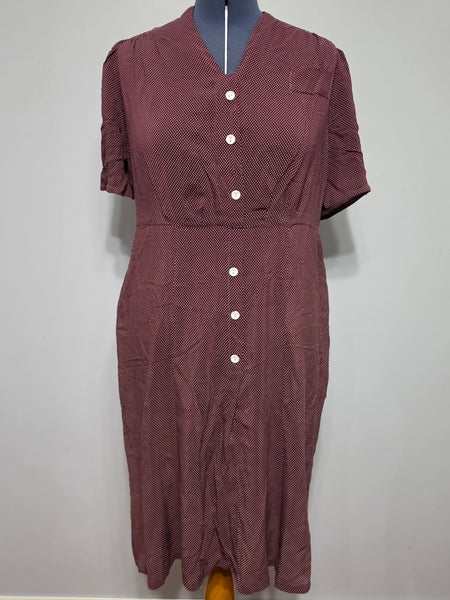 Maroon Dress with Tiny Polka Dots <br> (B-46" W-38.5" H-46")