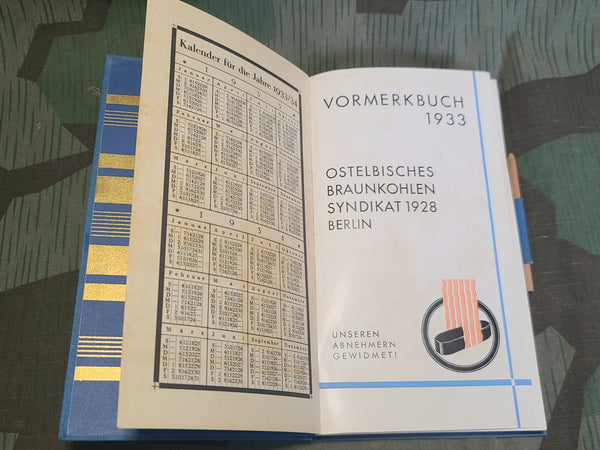 Vormerkbuch Pocket Calendar 1933 from a Coal Syndicate