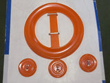Orange Buttons and Belt Buckle Set