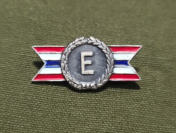 Army Navy "E" Production Award Pin and Card Sterling