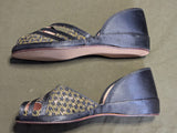 Gold & Black Peep Toe Shoes Wedge Sandals NOS in Box (~Size 6)