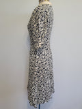 German Black and White Flower Print Dress <br> (B-34" W-26" H-32")