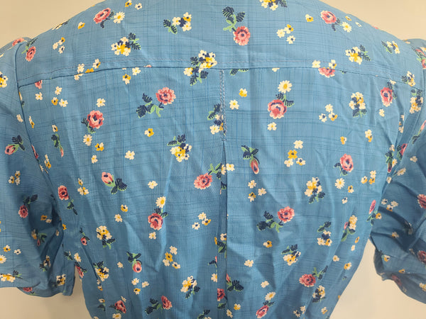 Blue Flower Print Dress and Belt <br> (B-41" W-36" H-44")