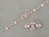 Army Eagle & Flowers Sweetheart Bracelet and Pin Set