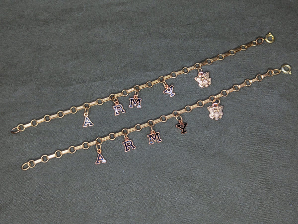 Army Letter Charm Sweetheart Bracelet