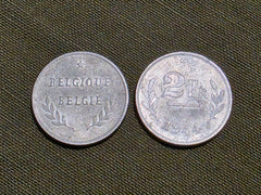 Belgian 2Fr Coins from 1944 Allied Occupation