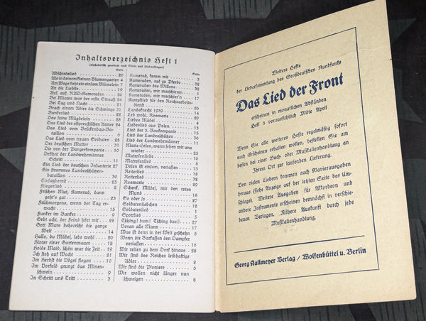 Soldier's Song Book Das Lied Der Front Heft 2 1940