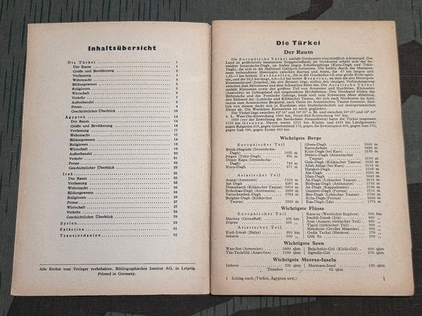 Set of 2 Schlag Nach Books: Iran, Arabia, Afghanistan, India and Turkey, Iraq, Eygpt