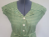 Green Plaid Print Dress <br> (B-43" W-38" H-45")