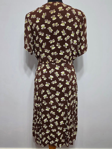 Brown Peplum Dress <br> (B-43" W-34" H-39")