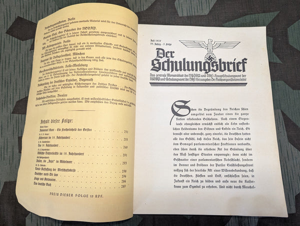 Der Schulungsbrief NSDAP Magazine July 1937 Anti-Liberalisten