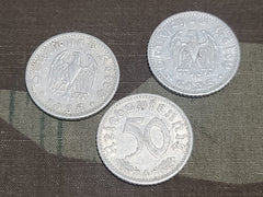 Lot of Three 50 Reichspfennig Coins 1935