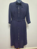 Dark Blue Rayon Dress with Polka Dots <br> (B-46" W-37" H-43")