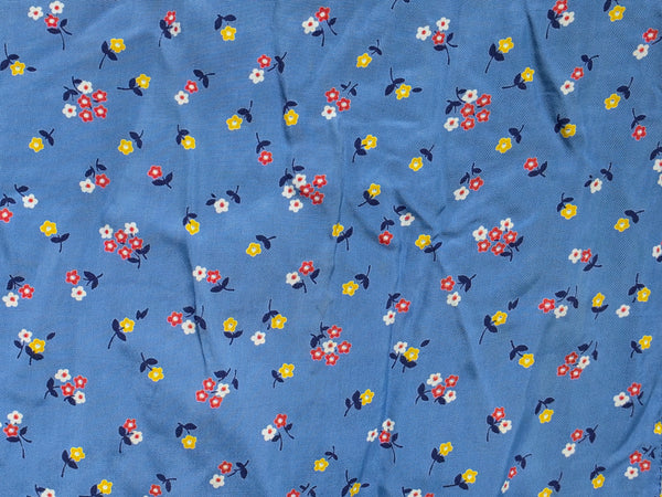 Blue Cold Rayon Flower Print Dress <br> (B-42" W-40" H-45")
