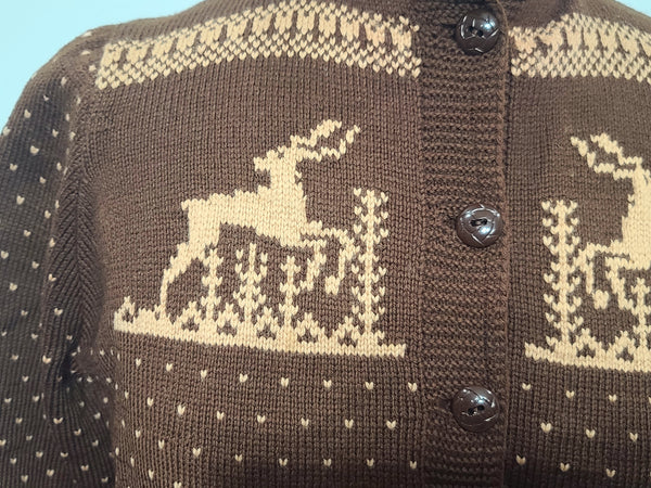 Deer Cardigan Sweater (45" Bust)