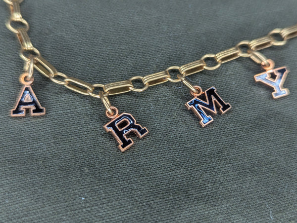 Army Letter Charm Sweetheart Bracelet