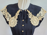 Black Dress with White Lace and Buttons <br> (B-36" W-29" H-35")