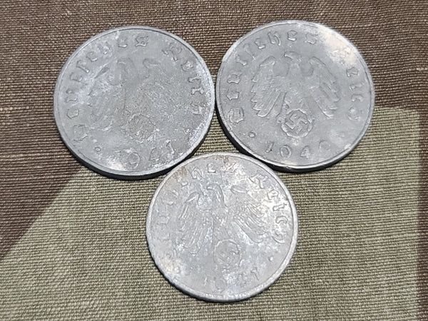 5 & 10 Reichspfennig Coins 1940 & 1941 (Lot of 3)