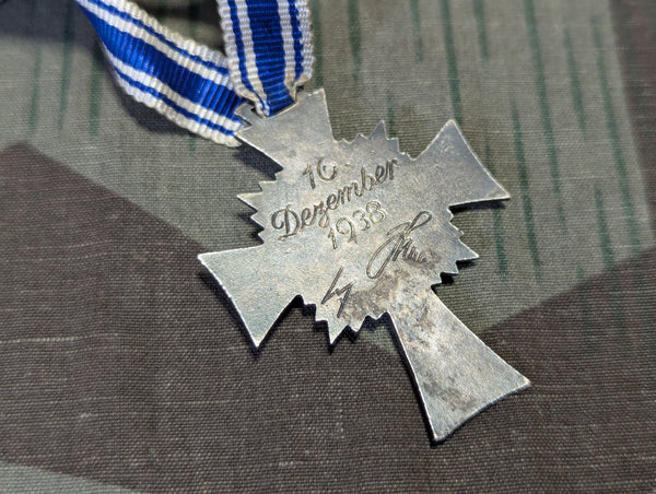 Mother's Cross in Silver with Original Ribbon (Chipped Enamel)