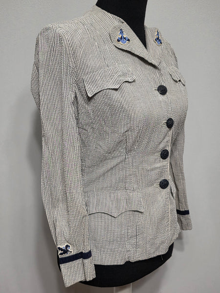 US Navy WAVES Supply Officer's Seersucker Jacket <br> (36" Bust)