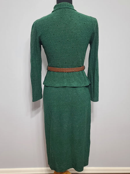 Green Knit Top and Skirt Set <br> (B-36" W-26" H-36")