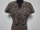 Black and Brown Print Dress and Short Sleeve Top <br> (B-38" W-30" H-36")