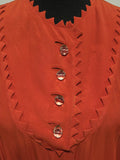 Orange Rayon Dress with Scalloped Edges <br> (B-40" W-30.5" H-38")