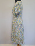 Light Blue and Green Flower Print Dress <br> (B-37" W-28.5" H-39")