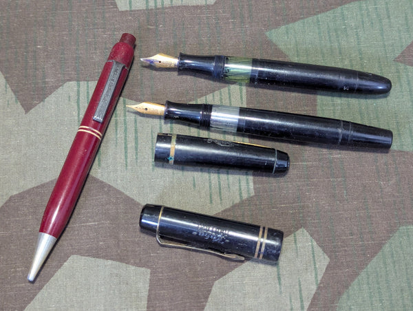 Leather Pen and Pencil Case With Contents