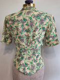 Green Print Peplum Blouse <br> (B-36" W-26")