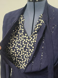 Dark Blue Rayon Dress with Polka Dots <br> (B-46" W-37" H-43")