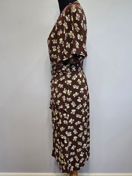 Brown Peplum Dress <br> (B-43" W-34" H-39")