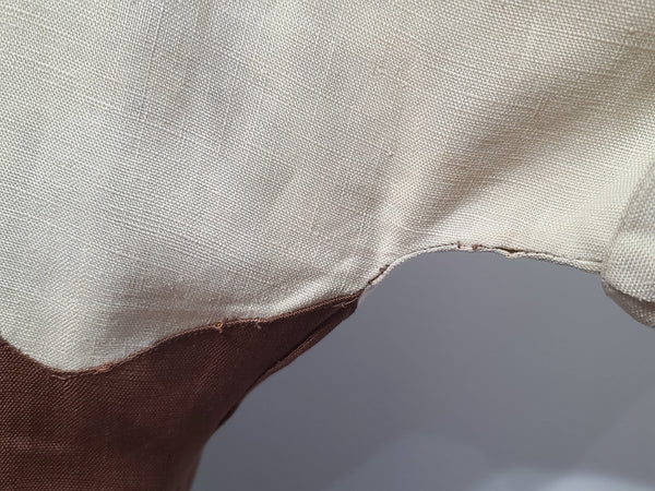 Brown and Tan Colorblock Linen Dress <br> (B-36" W-26.5" H-37")
