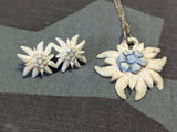Edelweiss Flower Carved Bone Necklace & Pin