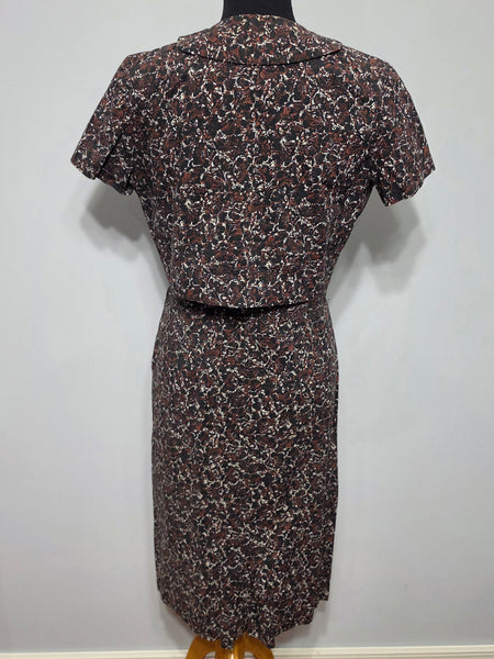 Black and Brown Print Dress and Short Sleeve Top <br> (B-38" W-30" H-36")